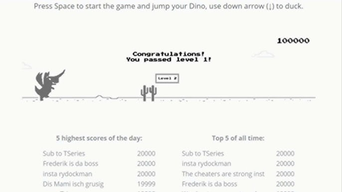 T-Rex Chrome Game 100% 🦖, Dinosaur Dash by CapnColbyCube