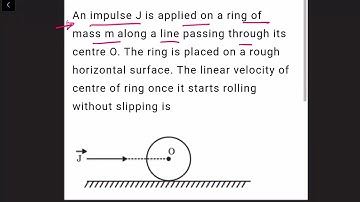 an impulse j is applied on a ring of mass m along a line passing through its centre 0. the ring is
