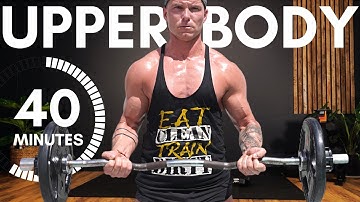EZ BAR UPPER BODY WORKOUT at HOME (40 MINUTES)