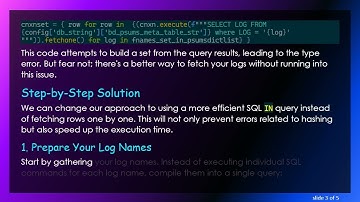 Resolving the unhashable type: 