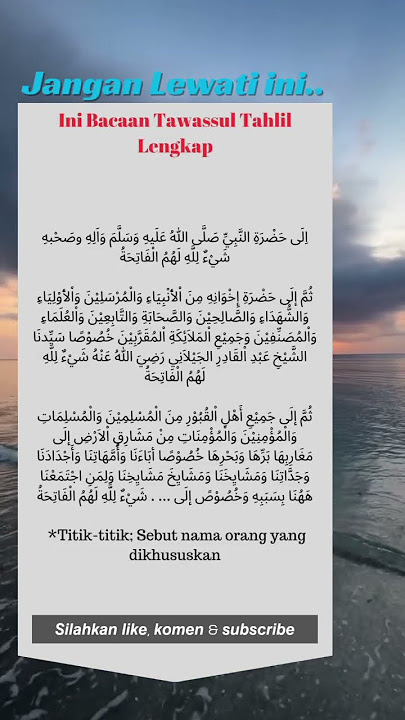 Bacaan Tawasul Untuk Tahlilan