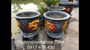 kỹ thuật đổ chậu tròn rộng 55cm cao 55cm mẫu tùng trúc cúc mai composite