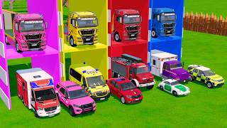 Transporting Police Cars Emergency Cars Crossing Flood | FS22 #3