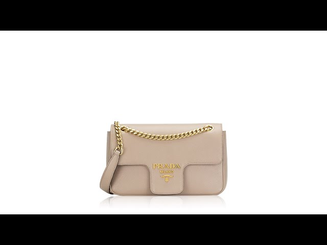 PRADA LEATHER SLING BAG WITH FLAP AND GOLD PRADA MILANO