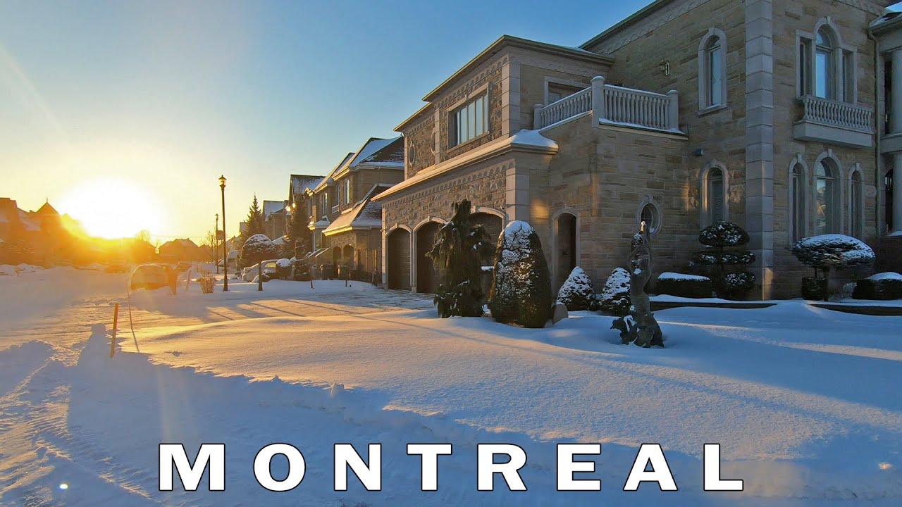 Montreal Freezing Morning Walk in Residential Neighborhood Winter 2022