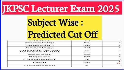 Jkpsc Lecturer Exam 2025 || Subject Wise Predicted Cut Off || Jkpsc Lecturer Expected Cut Off
