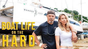 BOAT LIFE on the Hard - Maintenance + Repairs of a 2 YO Performance SAILING CATAMARAN |  Ep. 73
