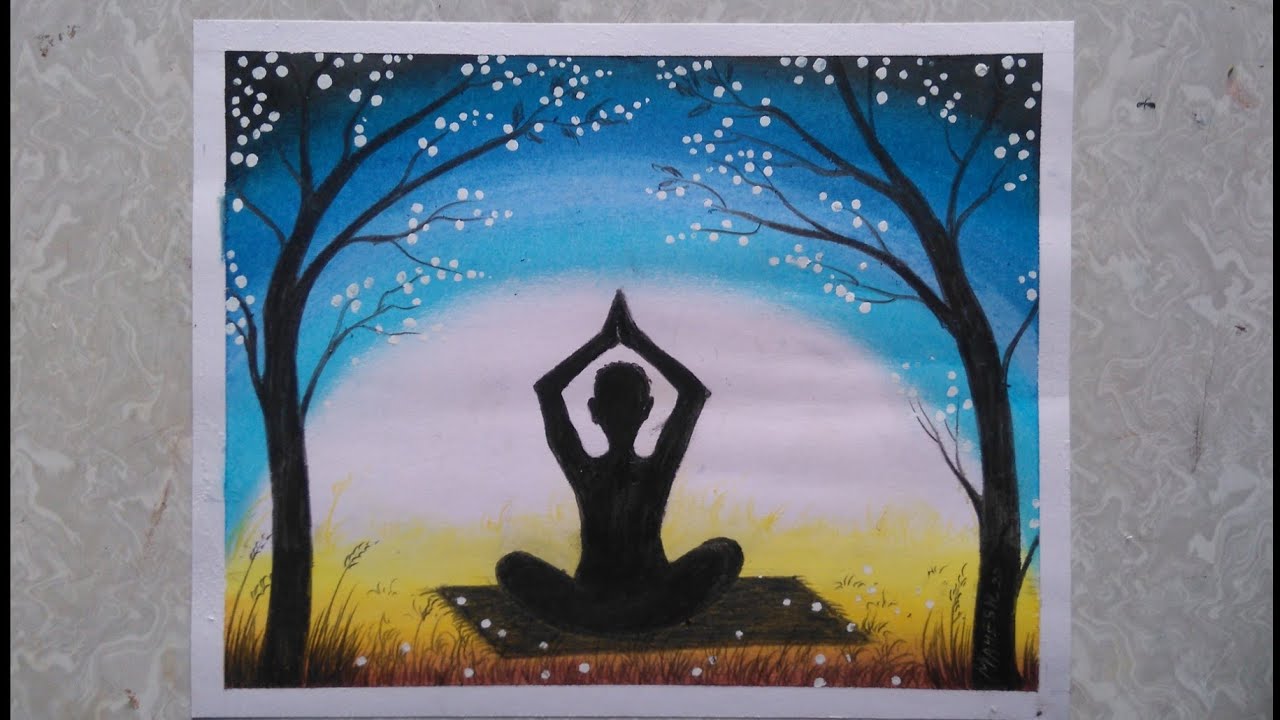 International Yoga Day Special Oil Pastel Drawing YouTube