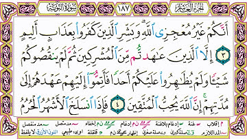 القرآن الكريم مقسم إلى أجزاء بدون صوت للقراءة ومراجعة الحفظ - الجزء 10 مكتوب - مصحف التجويد الملون