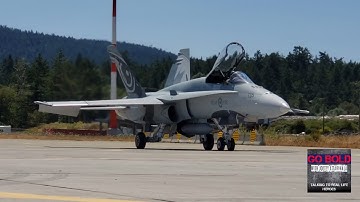 CF-18 Demo jet for 2021 - start up, taxi, takeoff and a surprise fly-by in Victoria, BC, Canada!