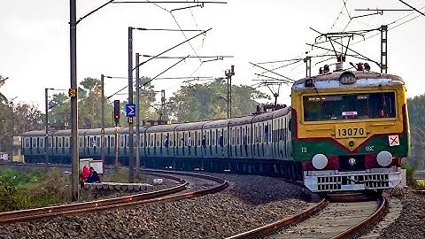 High Speedy Electric Multiple unit Train Passing Through a Huge Rail Curve | Eastern Railways
