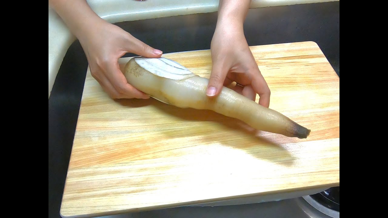 Cooking the world's weirdest shell,  Elephant nose-like shell - Japanese Geoduck Clam シロミルガイ