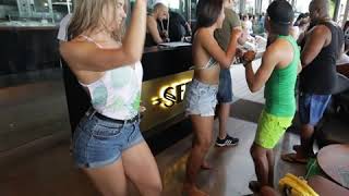 Girl dancing on the pool party at Colada Salsa Festival 2019