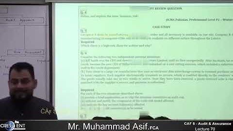 CAF 08 - AUDIT   LECTURE # 70  BY SIR ASIF   SEPTEMBER 2024 ATTEMPT