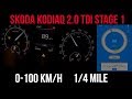 Skoda Kodiaq 2.0 TDI Stage 1 0-100 racelogic dragy acceleration, 402m