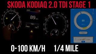 Skoda Kodiaq 2.0 TDI Stage 1 0-100 racelogic dragy acceleration, 402m