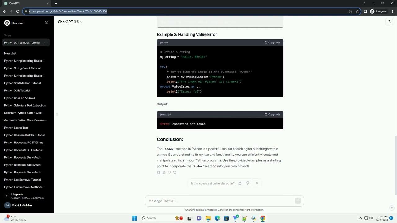 python string index method - YouTube