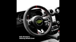 Hand Sewing Black Suede Car Steering Wheel Cover, for Ford