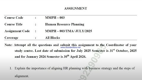 IGNOU MMPH - 003 Solved Assignment July 2025 Jan 2026 PDF | MBA | Human Resource Planning