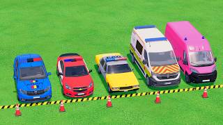 Transporting POLICE CARS, AMBULANCE &amp; EMERGENCY VEHICLES with MAN TRUCK on Extreme Road 🚛#80