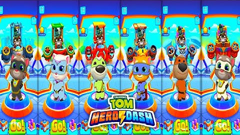 talking tom hero dash - all heroes colour suit - saving all heroes & world - gameplay (android, ios)