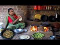 Taditional village dinner food in gujarat  valor batata nu shaak  rural lifestyle in india