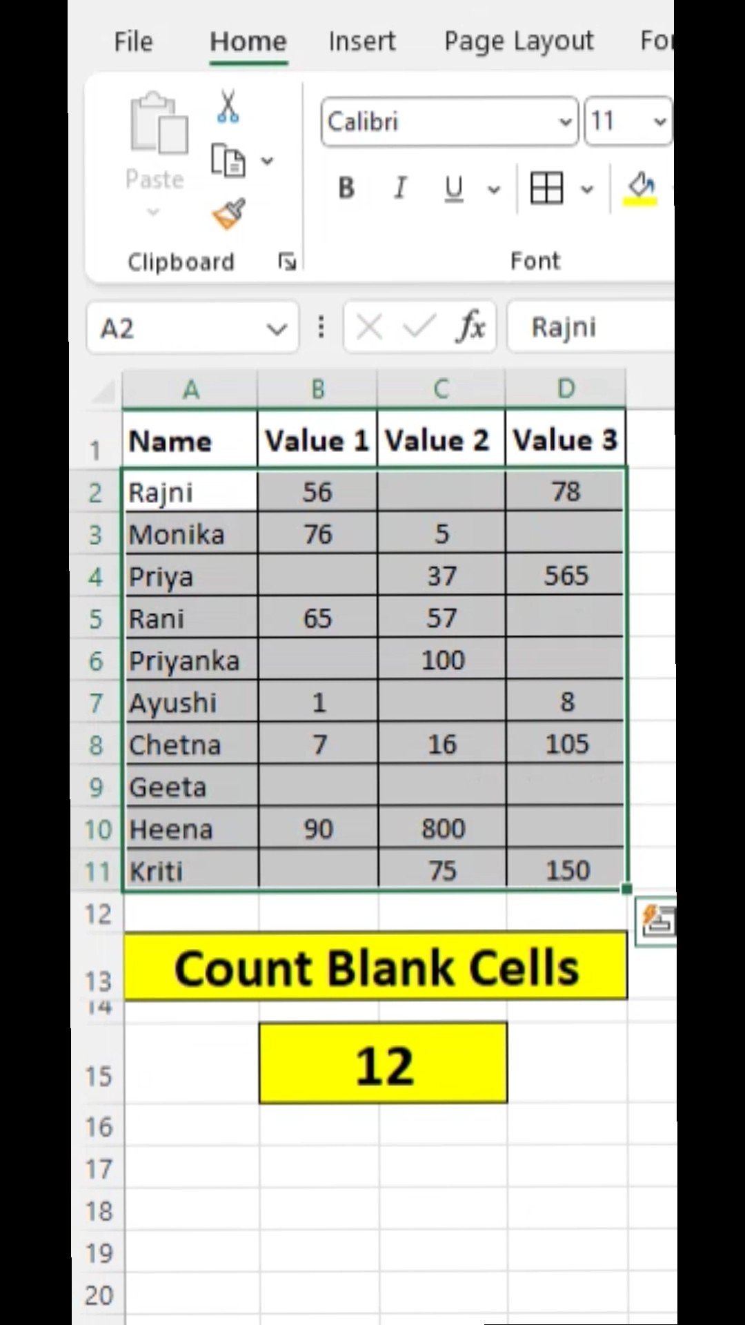 How To Count Blank Cells In Ms Excel shorts YouTube How To Count Blank Cells In Ms Excel shorts YouTube