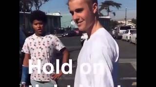Justin Bieber's Car Breaks down in hood, they make him do pushups.