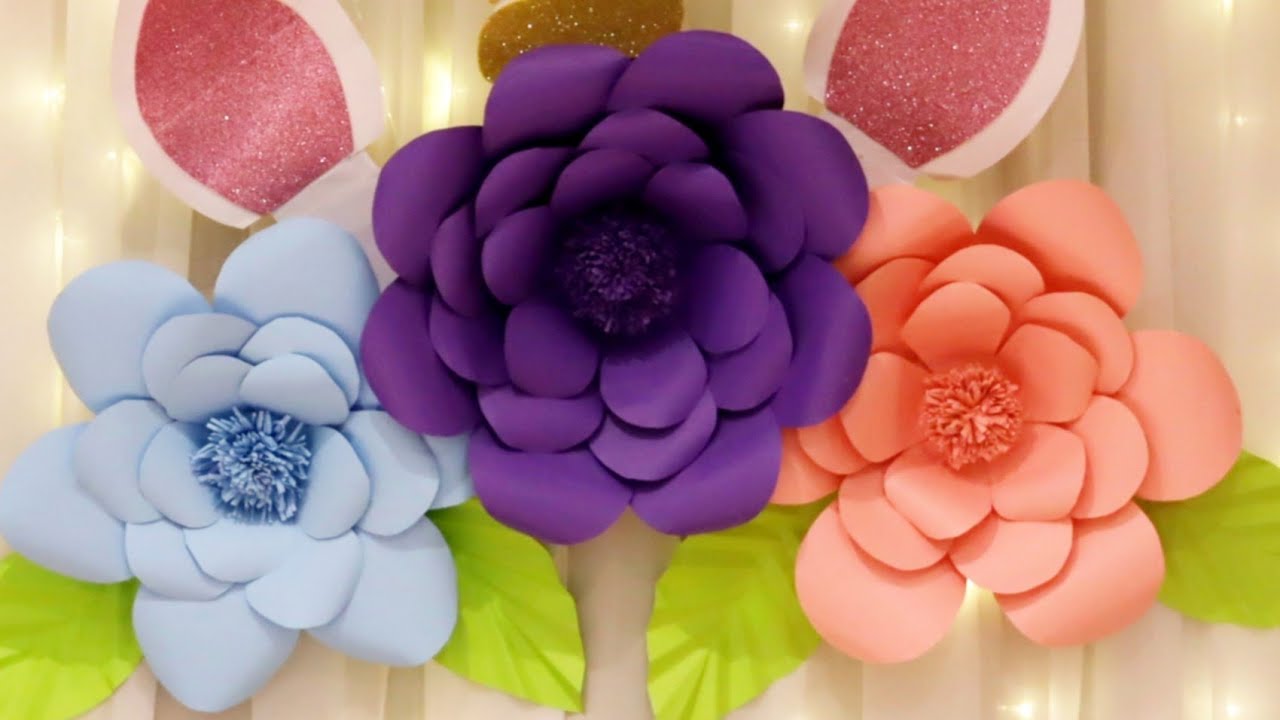 طريقه عمل ورده بالورق الملون للديكور والزينه ولليونيكورن (Large Size Paper Rose)