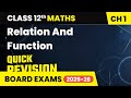 Quick Revision - Relation And Function | Class 12 Maths Chapter 1 | CBSE 2025-26