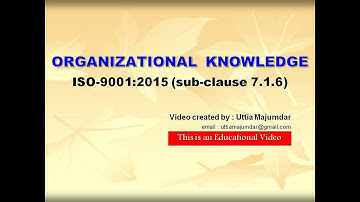 Organizational Knowledge - ISO 9001 2015 (Sub-Clause 7.1.6)