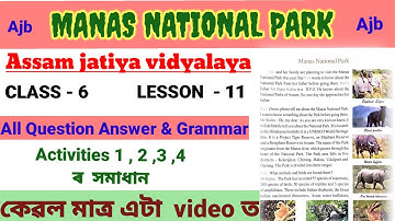 Class 6 Our English | Lesson 11| Manas National Park | Question Answer | Ajb | Activity 1,2,3,4 |
