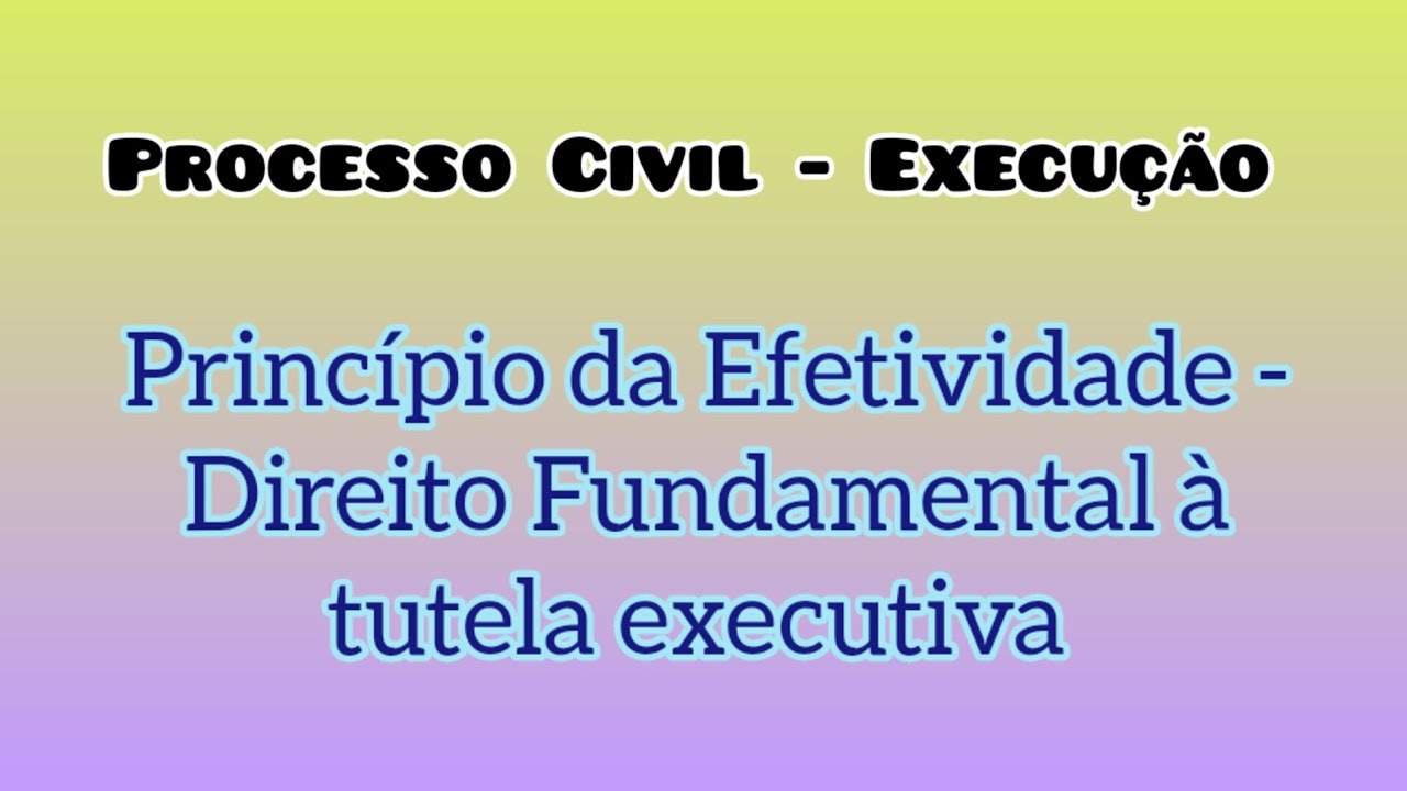 Processo de Execução - Princípio da Efetividade - YouTube