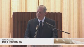 Fmr. Vice President Al Gore speaks at Sen Joe Lieberman's funeral