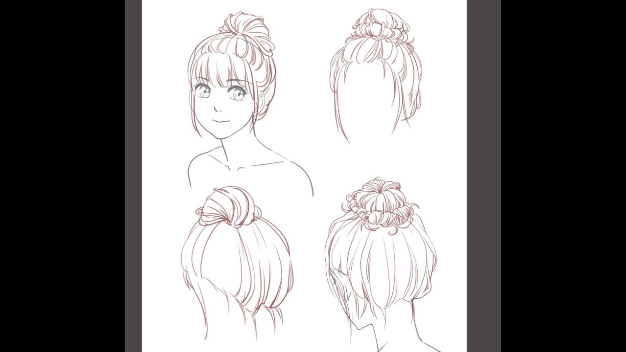 Medibang Paint Pro desktop version how to] Draw Bun Hair tutorial - YouTube