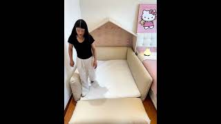 Building the dreamiest aesthetic floor bed! Baby safety bed fence bed #viral #ytshorts #babygear