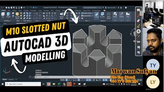 AutoCAD 3D Modeling Tutorial | M10 Slotted Nut | Mechanical Part Modeling in AutoCAD