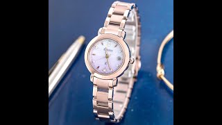 【CITIZEN】Hebe田馥甄配戴 限量款 CITIZEN xC 優雅閃爍光動能電波鈦金屬腕錶/櫻花粉紅金 ES9444-50Y