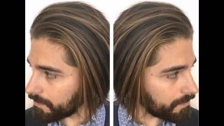 Mens Medium Length Hairstyle With Highlights