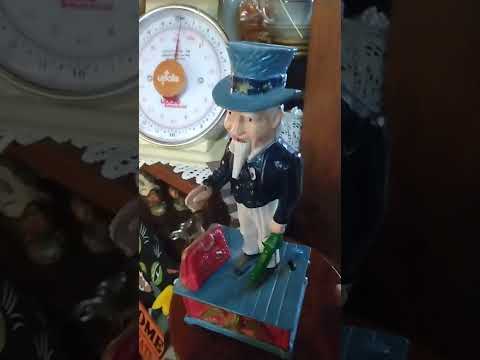 Uncle Sam cast iron coin bank