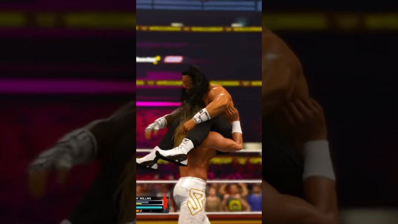 WWE 2K25 SETH ROLLINS HITS ROMAN REIGNS WITH A BUCKLE BOMB 
