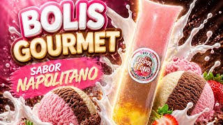 BOLIS GOURMET sabor NAPOLITANO(fresa, chocolate, vainilla) receta para tu Negocio #napolitano
