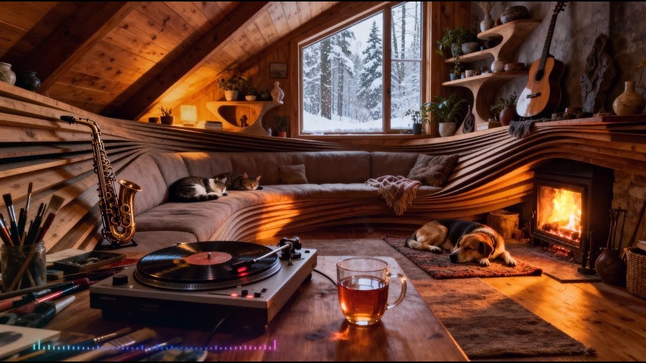 Sleep Instantly in a Cozy Cabin 🔥 Fireplace ASMR & Soft Jazz for Deep Sleep