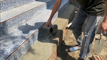 toàn bộ quá trình ốp gạch bậc cấp đẹp như đá tự nhiên|The whole house floor tiles are very beautiful