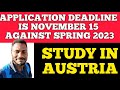 DEADLINE TO APPLY TO THIS AUSTRIAN UNIVERSITY IS NOVEMBER 15|STUDY IN AUSTRIA|