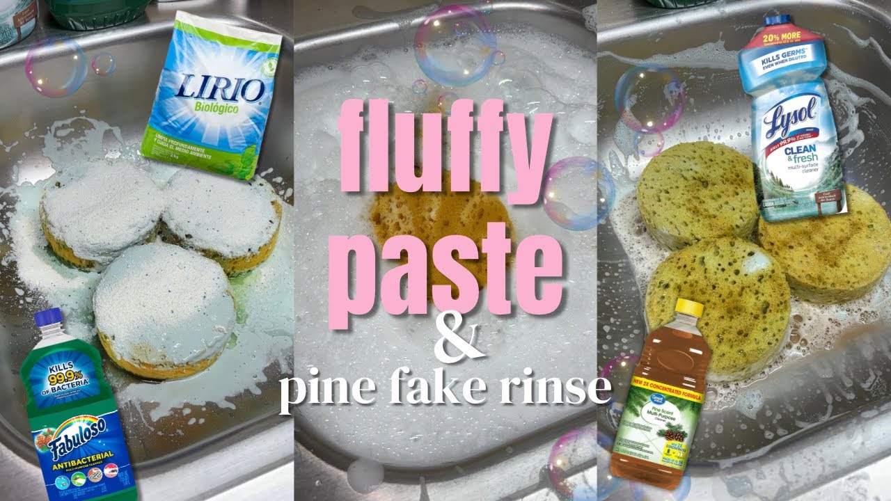 Fluffy Combo & Pine Fake Rinse Sponge ASMR ☁️🌲🧺🏞️