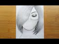 A Girl Wearing a Mask - Pencil Sketch || How to draw a girl || Maskeli bir kız nasıl çizilir