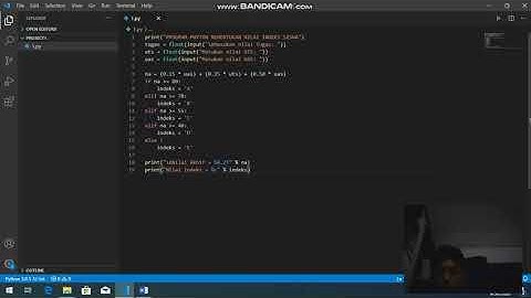 Program menentukan nilai siswa menggunakan bahasa Phyton Di Visual Studio Code