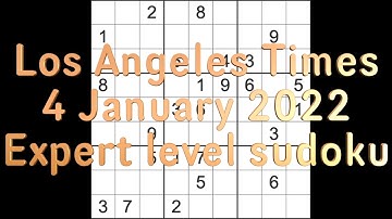 Sudoku solution – Los Angeles Times sudoku 4 January 2022 Expert level