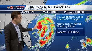 Tropical Storm Chantal forms off coast of southeastern US